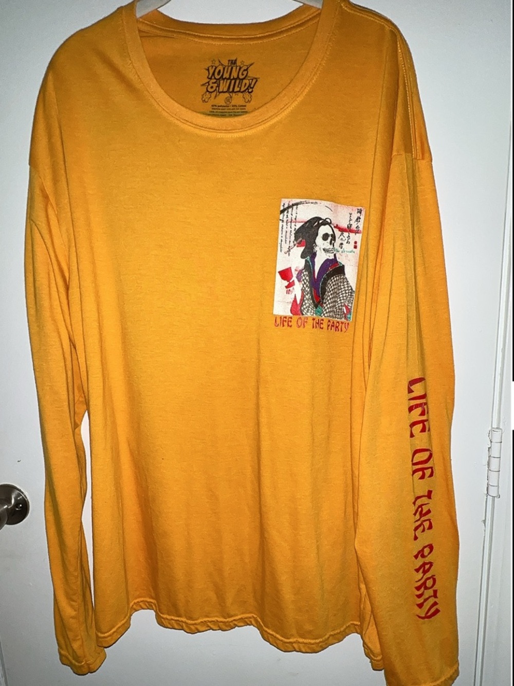 'Life of the Party' Yellow Long-Sleeve Graphic Tee